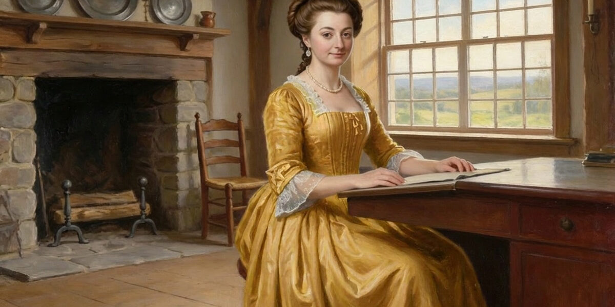 Abigail Adams in a yellow dress