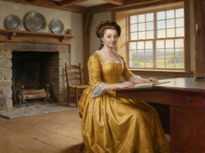 Abigail Adams in a yellow dress