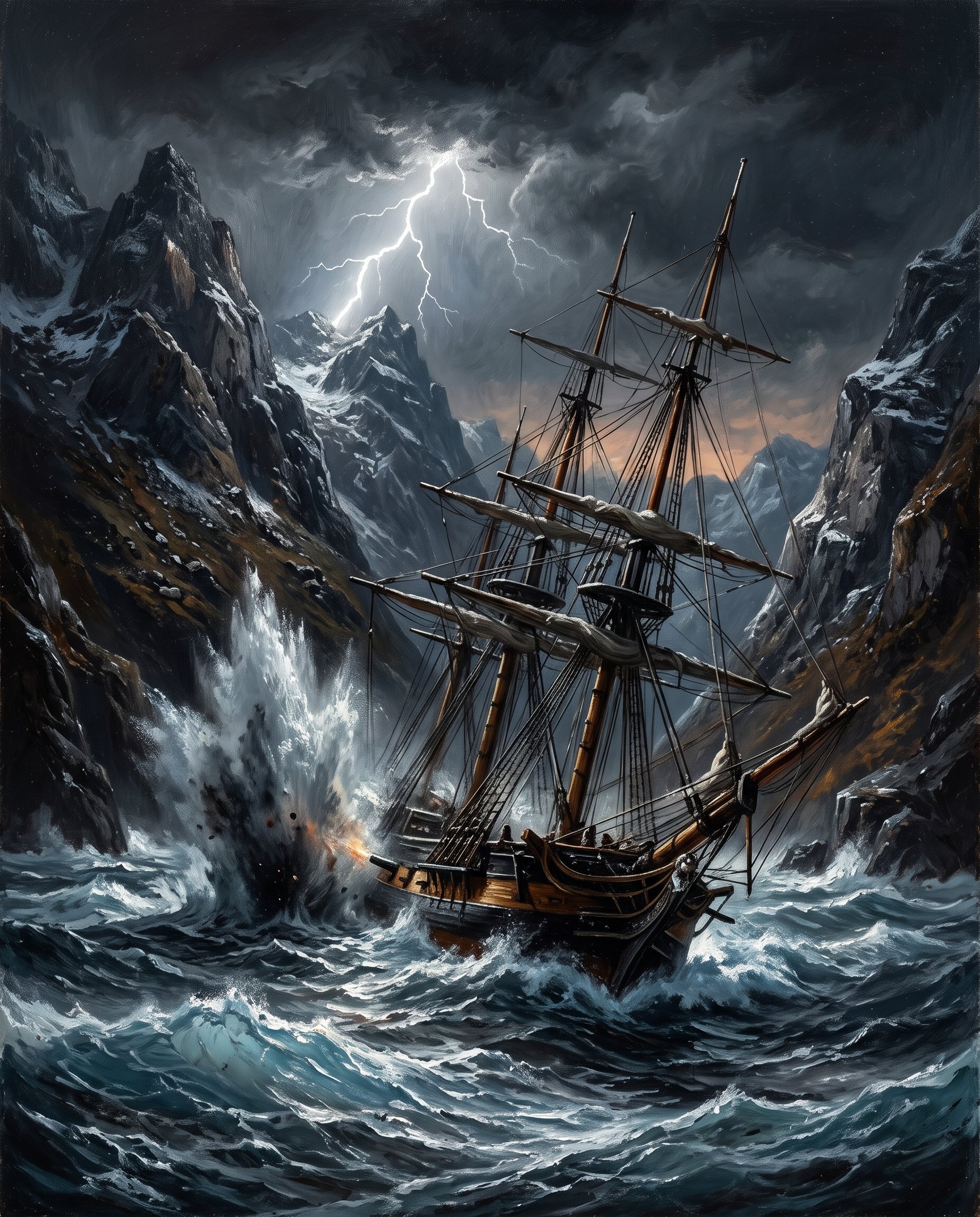 Ship in a storm